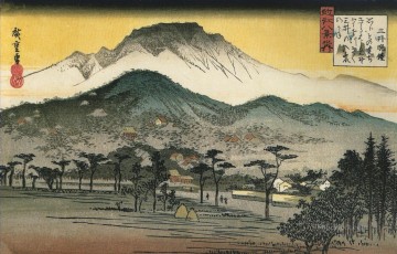  nocturna Pintura - Vista nocturna de un templo en las colinas Utagawa Hiroshige japonés.